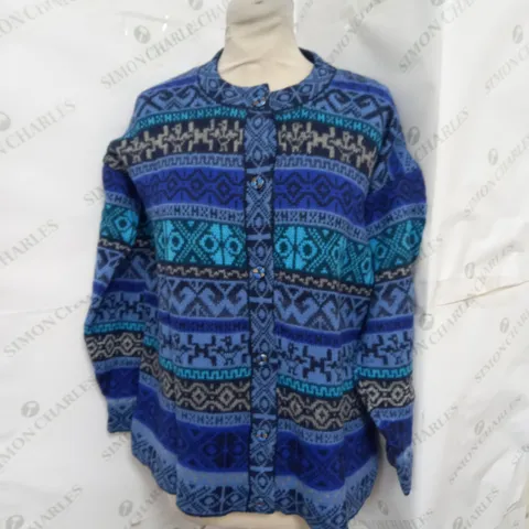 SPIRIT OF THE ANDES KNITTED CARDIGAN IN LAPIS BLUE SIZE L