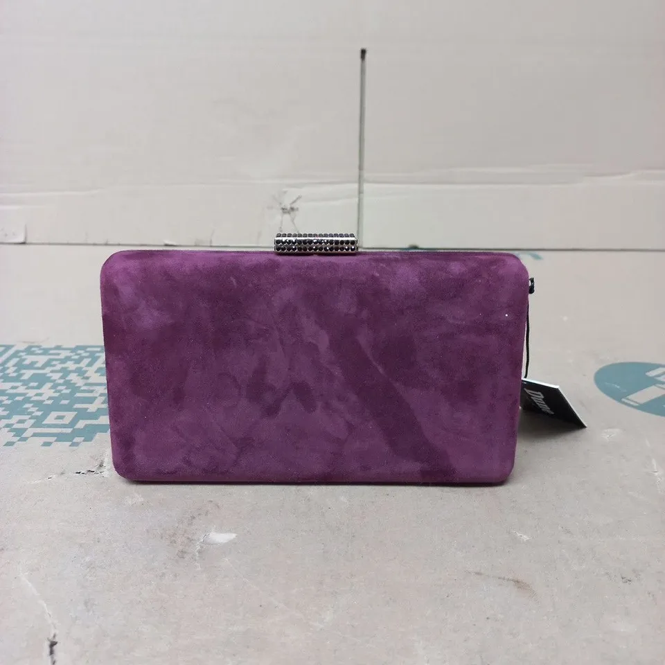 DUNE LONDON BURGUNDY SUEDE SLIM HARD CLUTCH