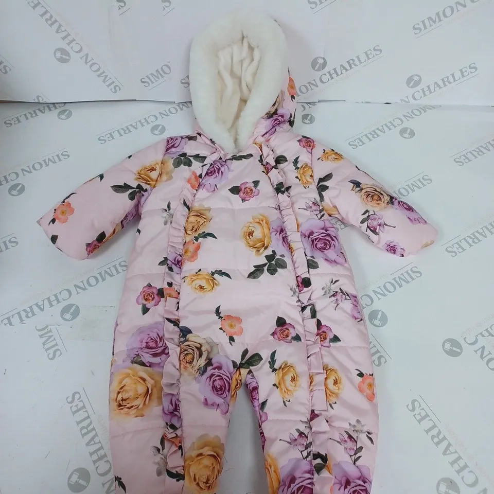 GIRSL ALL IN ONE SNOWSUIT WITH FLORAL PATTERN DRESS SIZE UNSPECIFIED