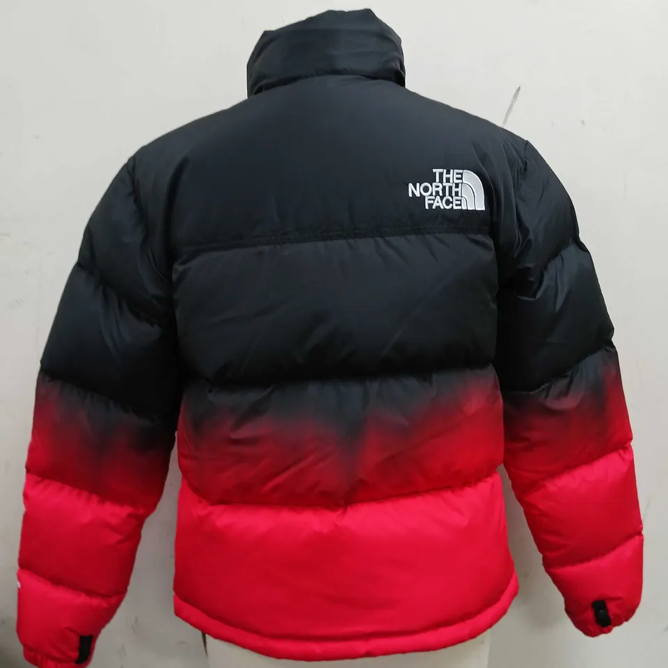 WOMENS NORTH FACE RED & BLACK PUFFER COAT - SIZE SMALL