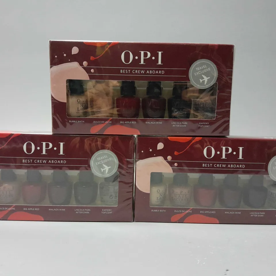3 BOXED AND SEALED O.P.I BEST CREW ABOARD SET 6X3.75ML
