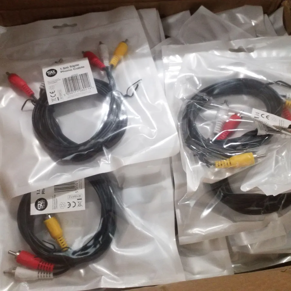 PALLET CONTAINING ASSORTED ASSORTED ELECTRICAL PRODUCTS INCLUDING BROADBAND 4 WAP TAPS, 1.5M TRIPLE PHONO CABLES & LABGEAR 2 WAY TAPS