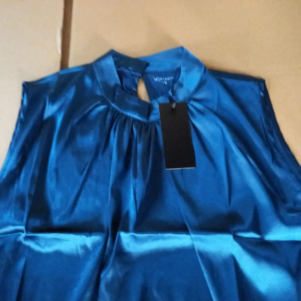 BRAND NEW KINTSUGI WOMENS TEAL SLEEVELESS TOP WITH MAGNETIC FASTENING - 12