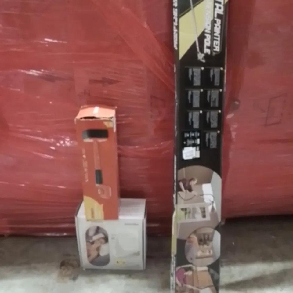 PALLET OF ASSORTED HOUSEHOLD GOODS AND PRODUCTS TO INCLUDE;TOTAL PAINT EXTENTION POLE,ANTI AGEING BEAUTY PILLOW,CARPET KNEE KICKER