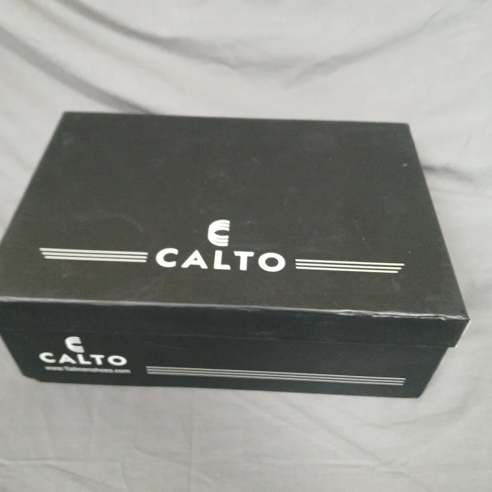 BOXED CALTO G63811 MEN'S LEATHER SHOES IN COFFEE UK 9