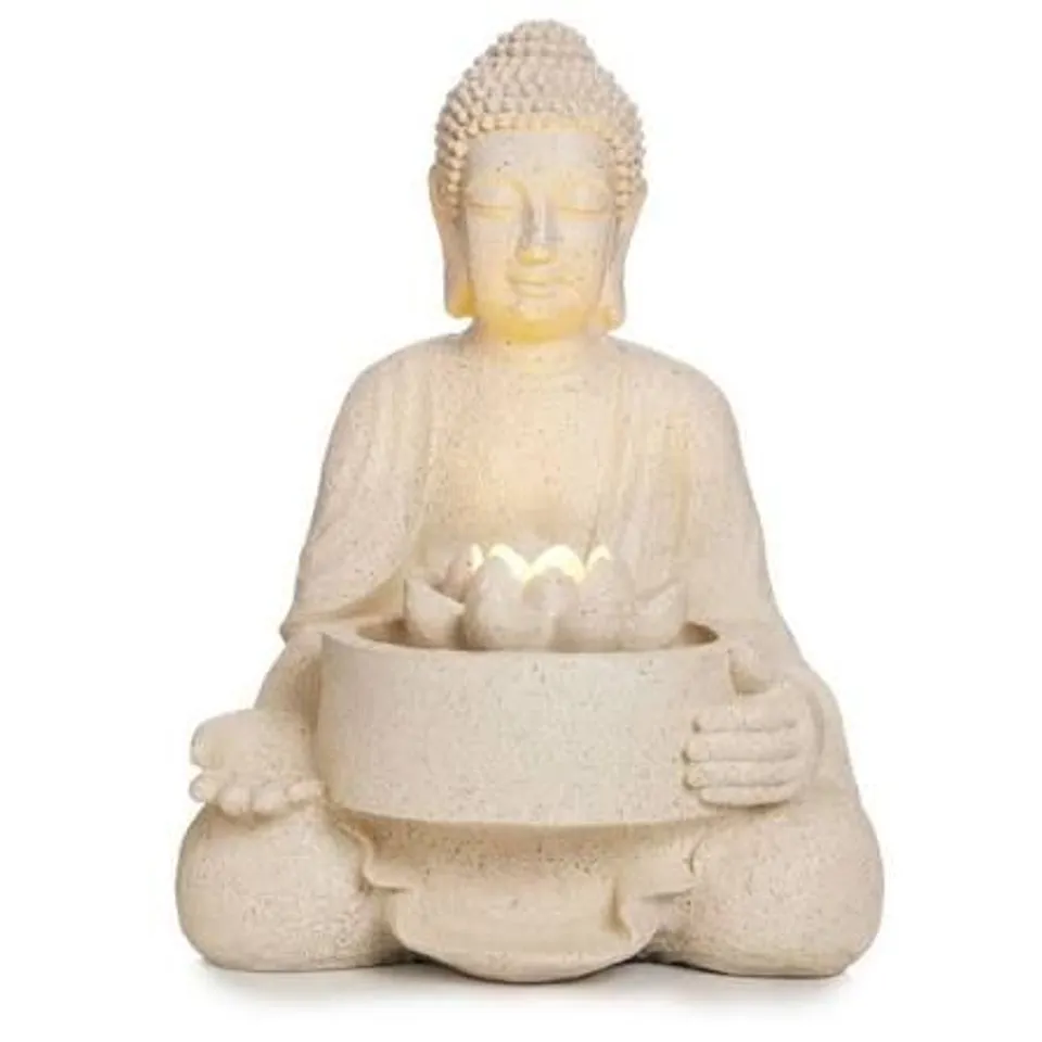 BOXED GARDEN STORIES ILLUMINATED SITTING BUDDHA STATUE 40CM