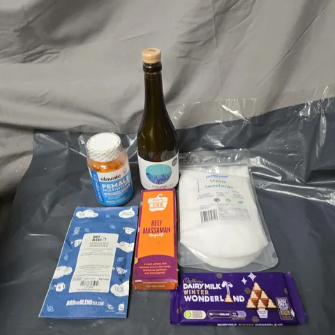 APPROXIMATELY 15 ASSORTED FOOD ITEMS TO INCLUDE - EXTRA VIRGIN OLIVE OIL, STEVIA SWEETENER AND DAIRY MILK WINTER WONDERLAND CHOCOLATE BAR