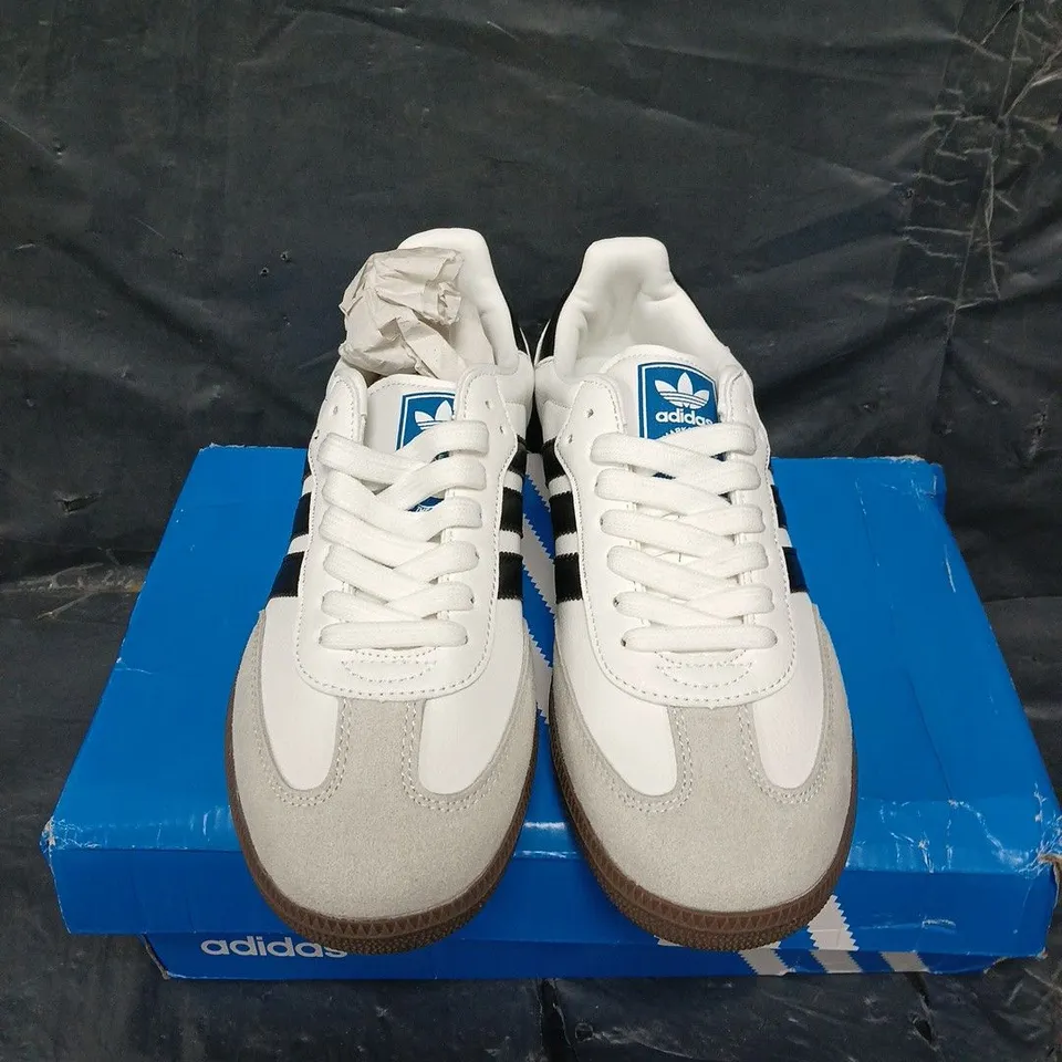 BOXED PAIR OF ADIDAS SAMBA VEGAN TRAINERS - US SIZE 8