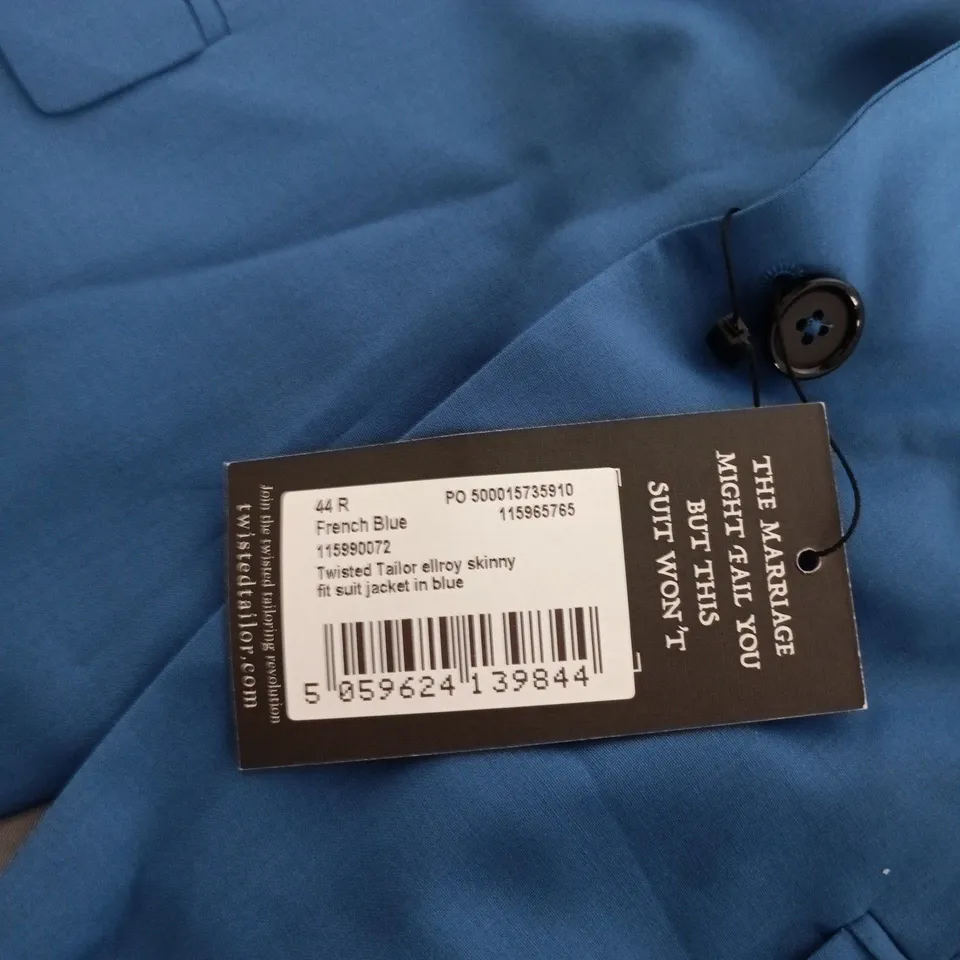 TWISTED TAILOR ELLROY SKINNY FIT SUIT JACKET – FRENCH BLUE, UK 44R