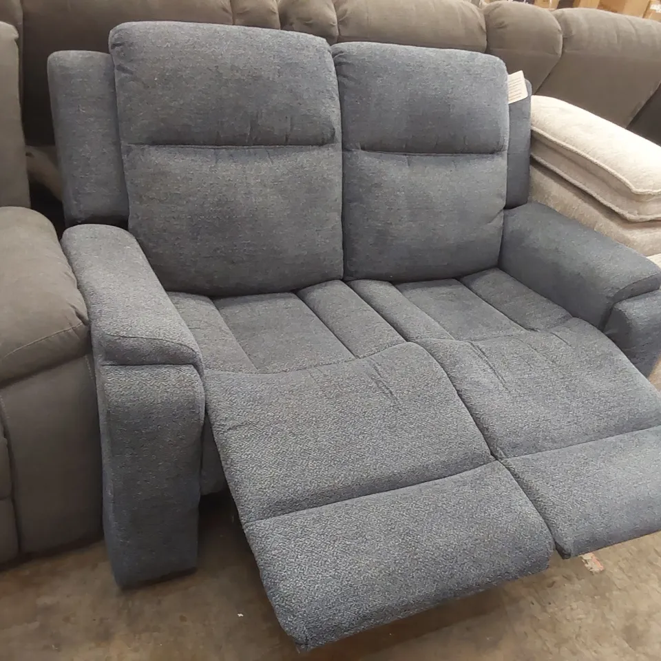 QUALITY DESIGNER 2 SEATER CHUNKY WEAVE FABRIC UPHOLSTERED MANUAL RECLINING SOFA