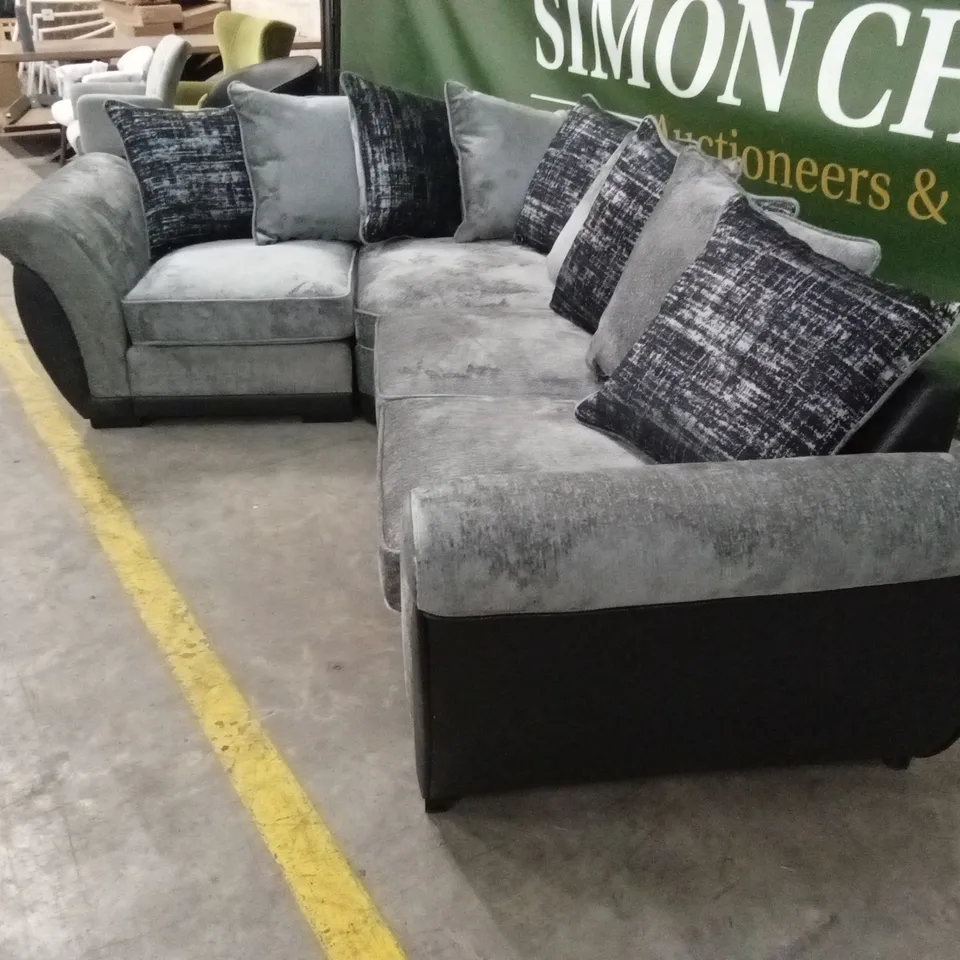 LANA FABRIC AND FAUX LEATHER LEFT HAND CORNER GROUP SOFA RRP £1109