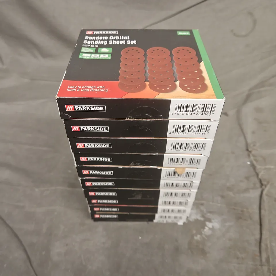 11 BOXED PARKSIDE RANDOM ORBITAL SANDING SHEET SETS (18 PER SET)