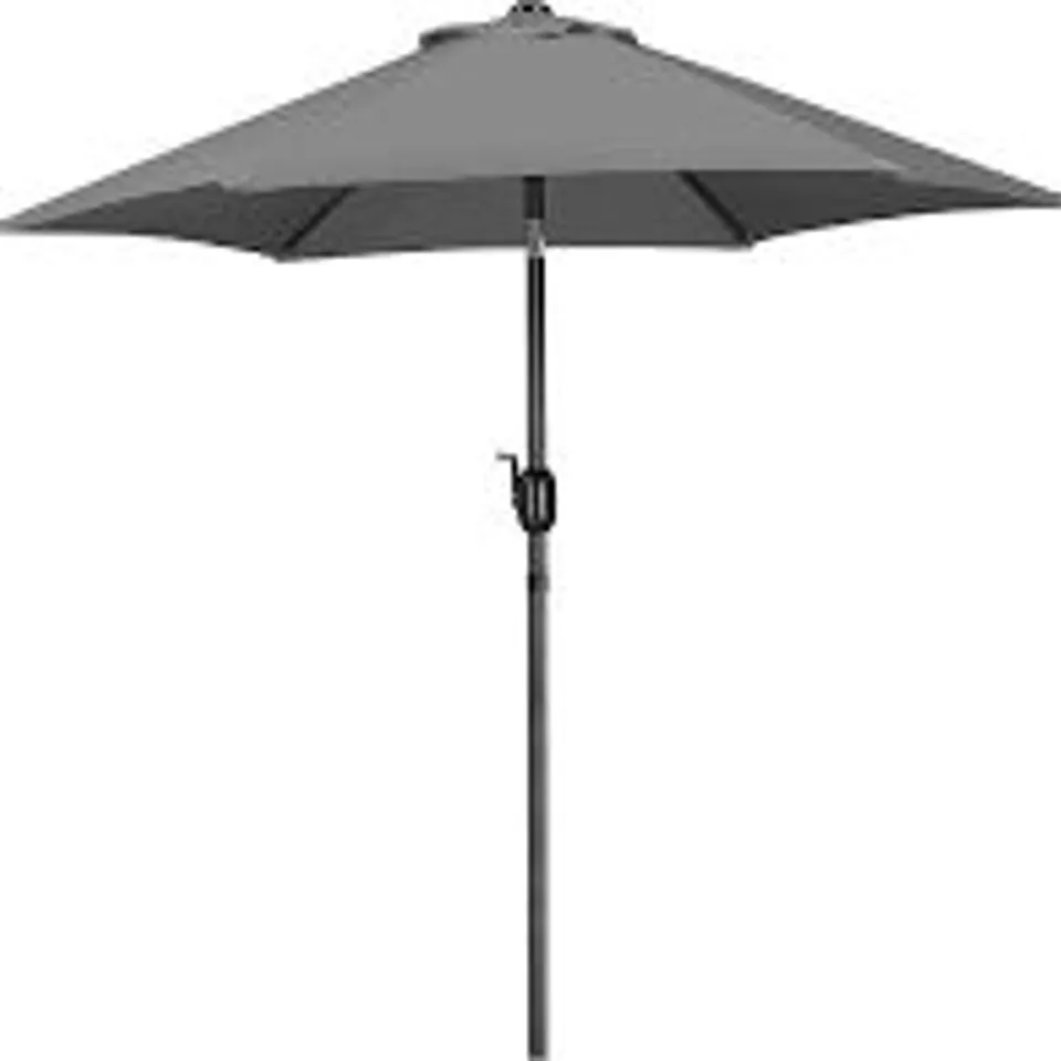 BOXED YAHEETECH GARDEN PARASOL UMBRELLA 2.3M PATIO TABLE UMBRELLA OUTDOOR SUN SHADE WITH CRANK HANDLE & 6 METAL RIBS FOR GARDEN/BACKYARD/DECK - GREY