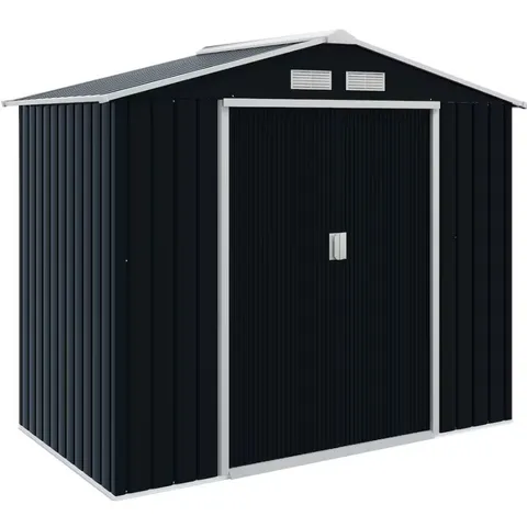 BOXED OUTSUNNY 7 X 4FT LOCKABLE LARGE GARDEN METAL STORAGE SHED - DARK GREY - 845-030CG (2 BOXES)