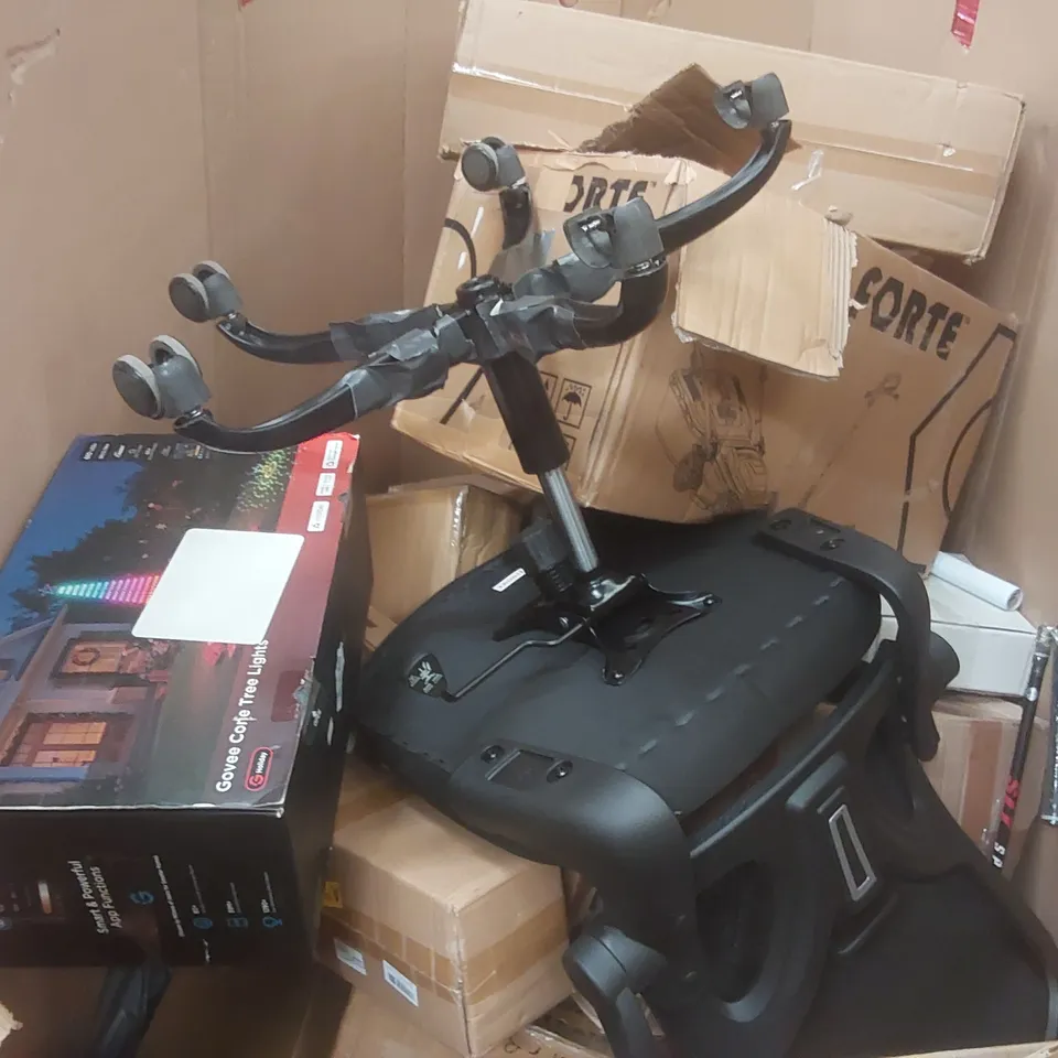PALLET CONTAINING A VERY LARGE QUANTITY OF ASSORTED ITEMS INCLUDING: OFFICE CHAIR (MISSING WHEELS), LAWNMOWER, GOVEE CONE TREE LIGHTS ECT