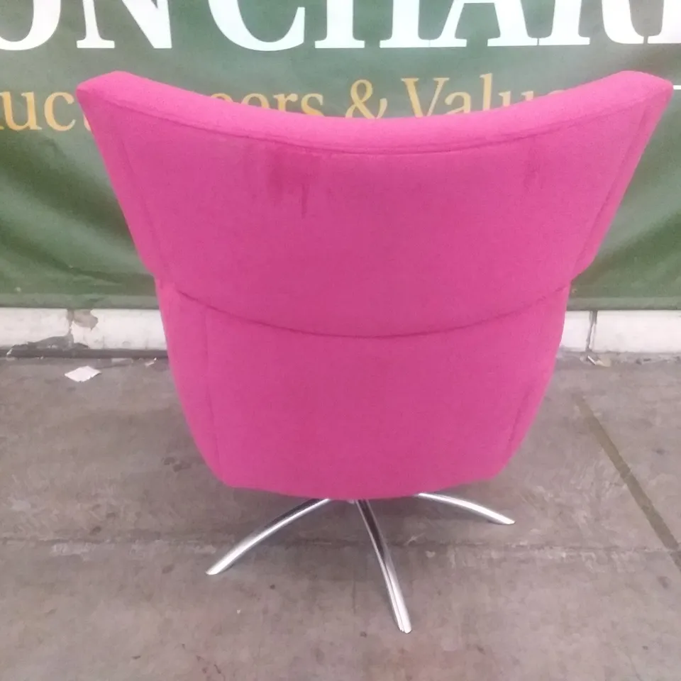DESIGNER LOUNGE CO SWIVEL HOT PINK FABRIC ARMCHAIR 