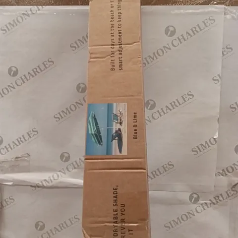 BOXED VOYAGER BEACH UMBRELLA BLUE AND LIME
