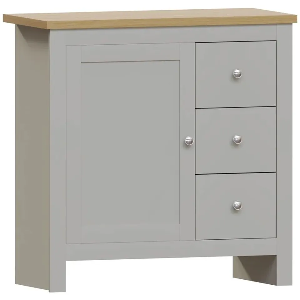 BOXED VIDA DESIGNS ARLINGTON 3 DRAWER 1 DOOR SIDEBOARD - GREY