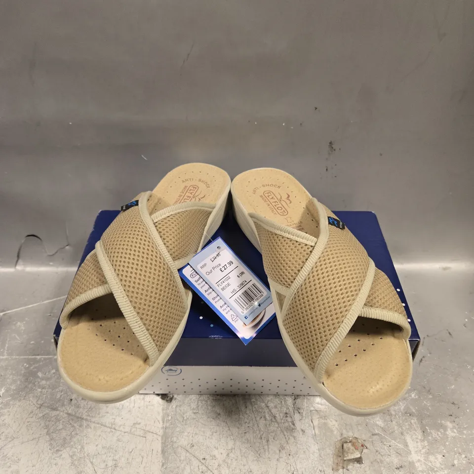 BOXED PAIR OF FLY FLOT SANDALS IN BEIGE - 6