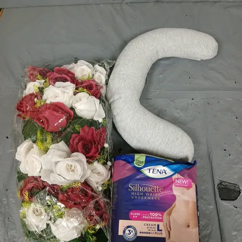 APPROXIMATELY 15 ASSORTED HOUSEHOLD PRODUCTS TO INCLUDE HOME DΓCOR, NECK PILLOW, TENA PANTS ETC