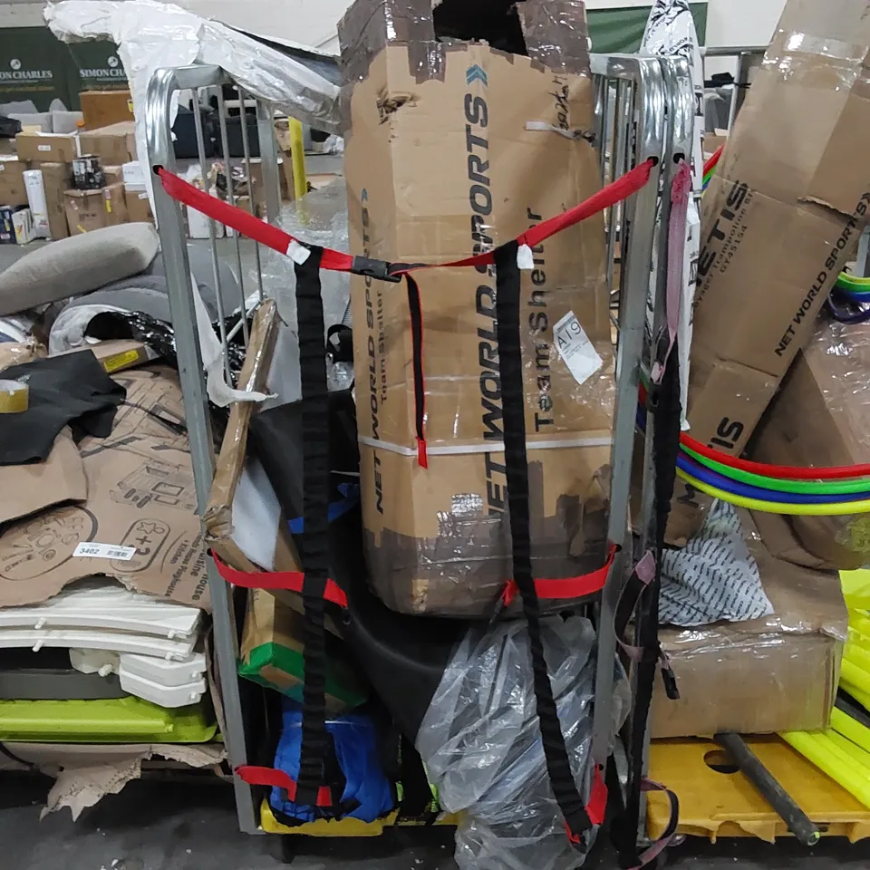 CAGE TO CONTAIN ASSORTED SPORTS PRODUCTS (CAGE NOT INCLUDED)