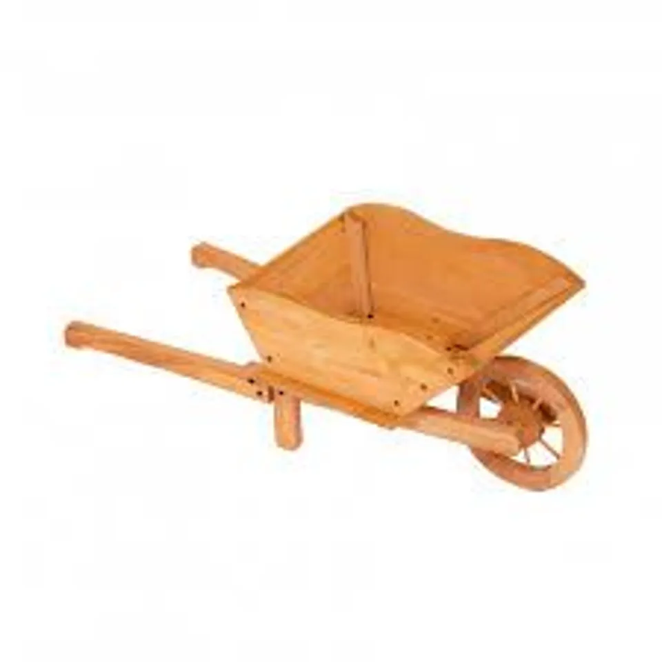 BOXED OYPLA GARDEN WOODEN WHEELBARROW FLOWER PLANTER ORNAMENTAL PLANT POT
