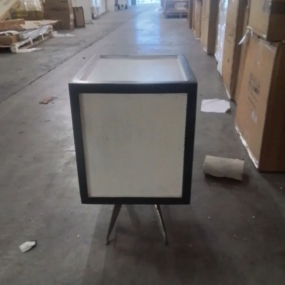 BOXED BEDSIDE TABLE BLACK AND WHITE