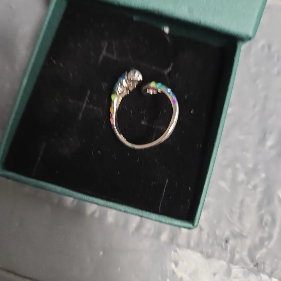 MINIMALIST SIMPLY ELEGANT RAINBOW ENAMEL RING – SILVER TONE