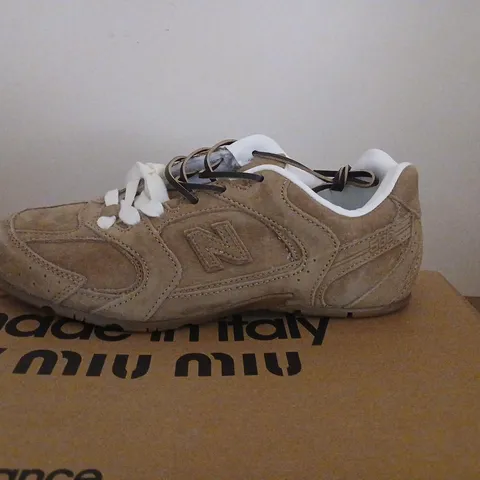NEW BALANCE X MIU MIU SUEDE SNEAKERS TAN SIZE 38