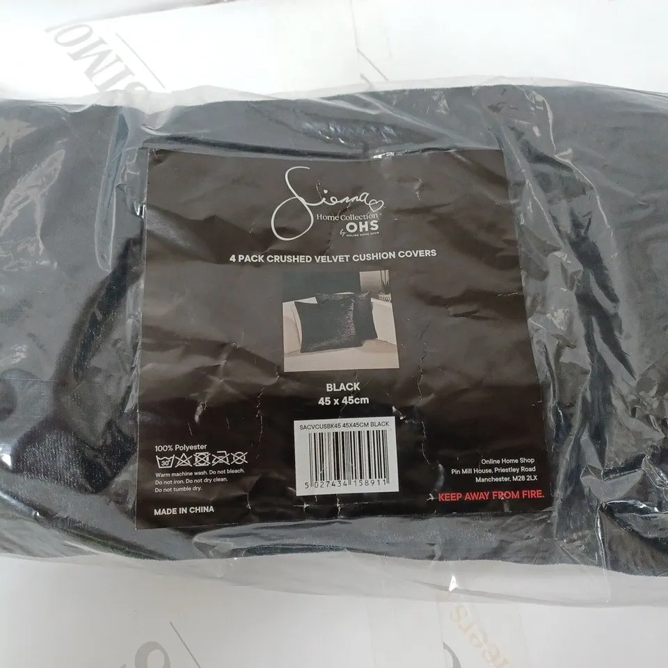 SET OF TWO CUSHIONS WITH APPROXIMATELY 4 OHS SIENNA CRUSHED VELVET CUSHION COVERS