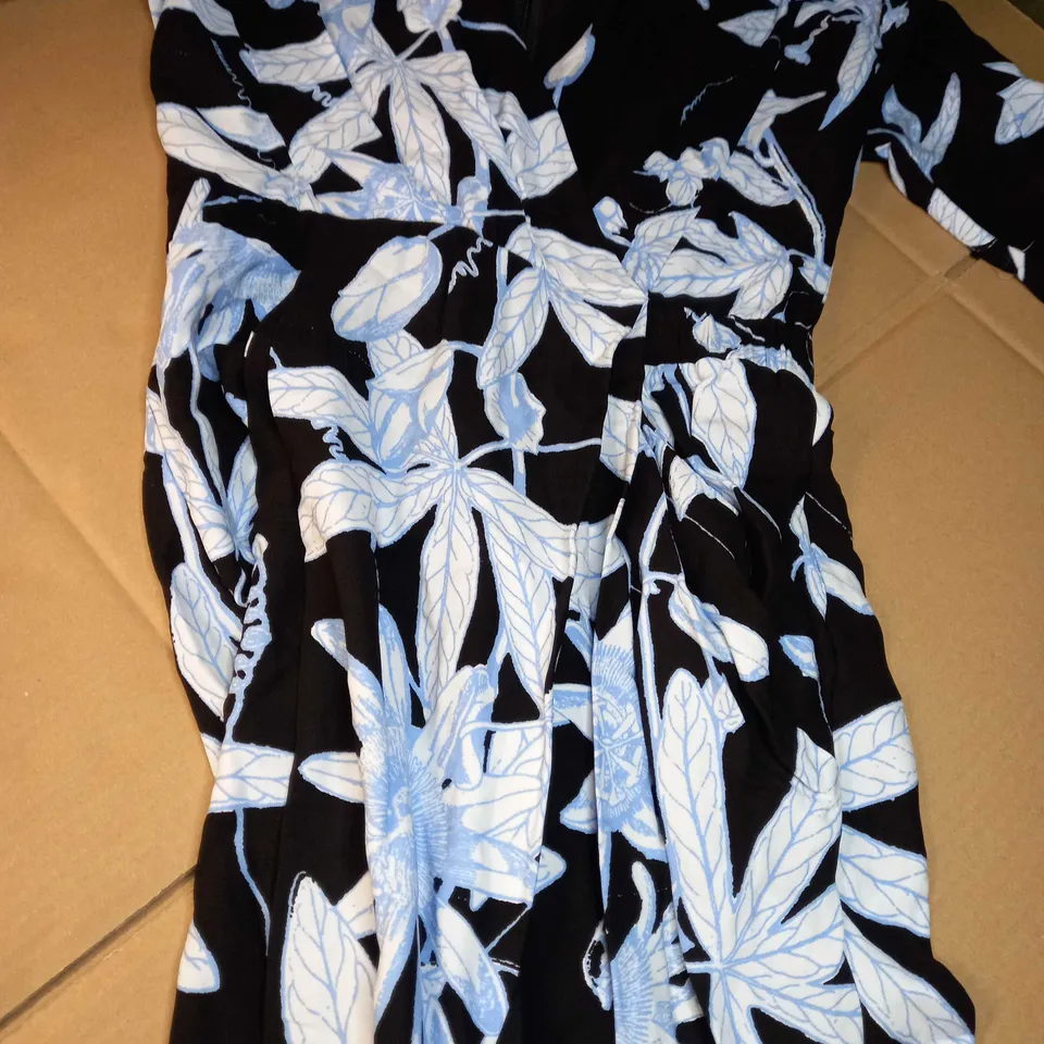 WHISTLES BLACK/BLUE LARGE FLORAL PRINT PLUNGE NECK PANTSUIT 