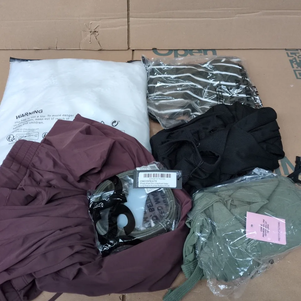 APPROXIMATELY 30 ASSORTED CLOTHING ITEMS IN VARIOUS SIZES, STYLES & COLOURS TO INCLUDE BRANDS SUCH AS PRETTYLITTLETHING, FOREST & ECRU, ASOS, ETC - COLLECTION ONLY