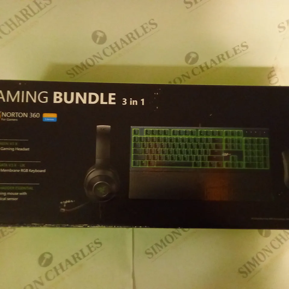 BRAND NEW BOXED RAZER GAMING BUNDLE 3 IN 1 USB GAMING HEADSET, MEMBRANE RGB KEYBOARD AND ESSENTIAL GAMING MOUSE 