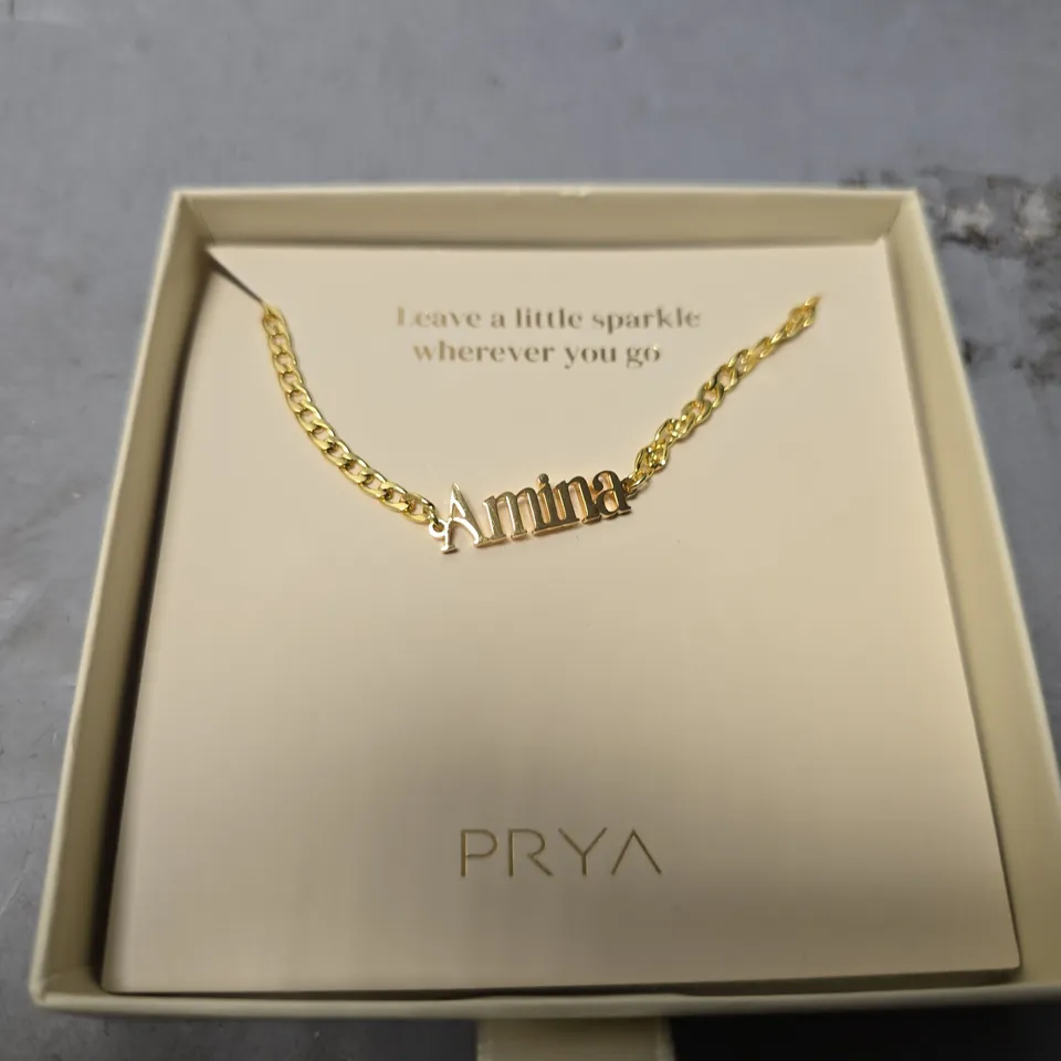 BOXED PRYA PERSONALISED GOLDEN BANGLE - AMINA 