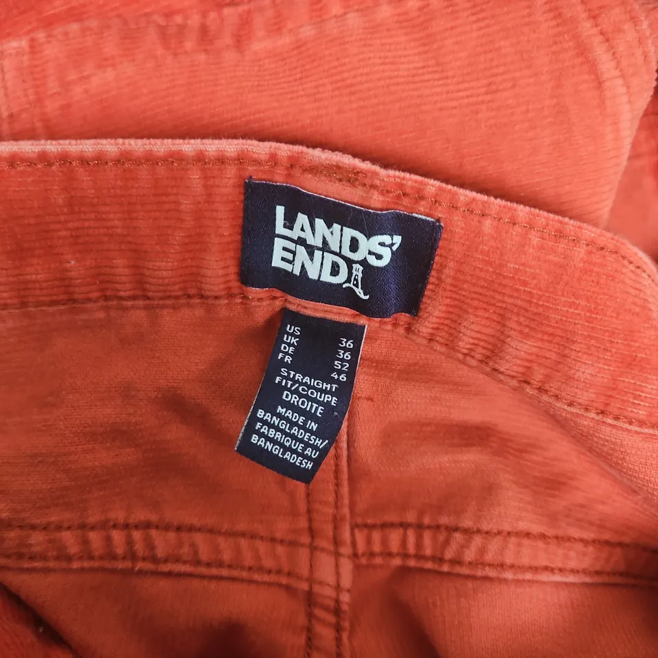 LANDS END CORD PANTS IN ORANGE - UK 36