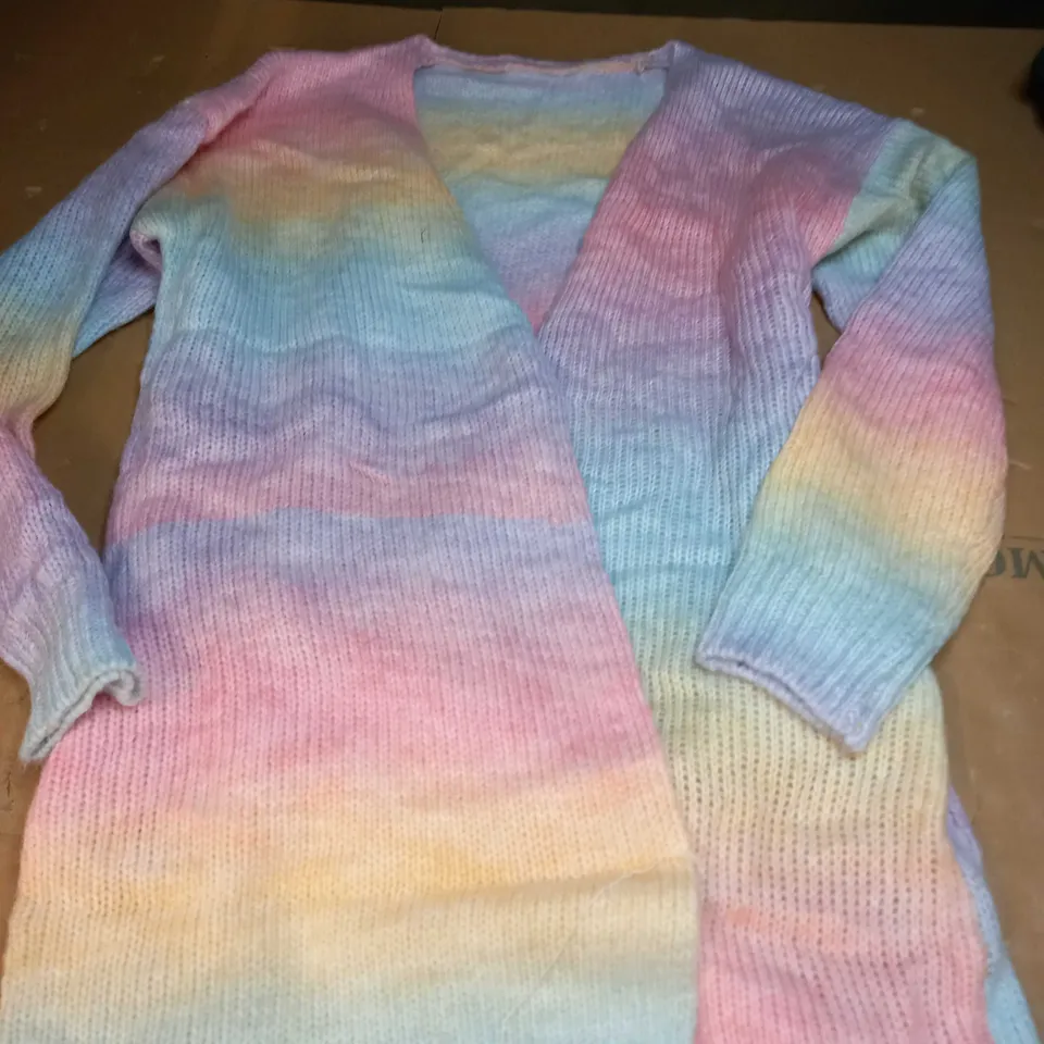 KNITTED MULTI COLOUR CARDIGAN - SIZE UNKNOWN