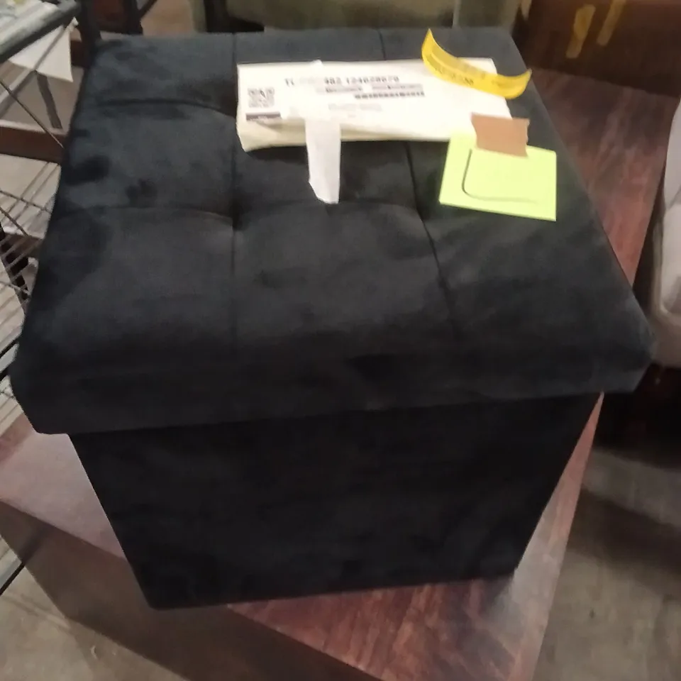 FOOTSTOOL 38 CM OTTOMAN WITH STORAGE - BLACK 