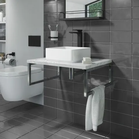 BOXED LUND 600MM MARBLE EFFECT VANITY SHELF