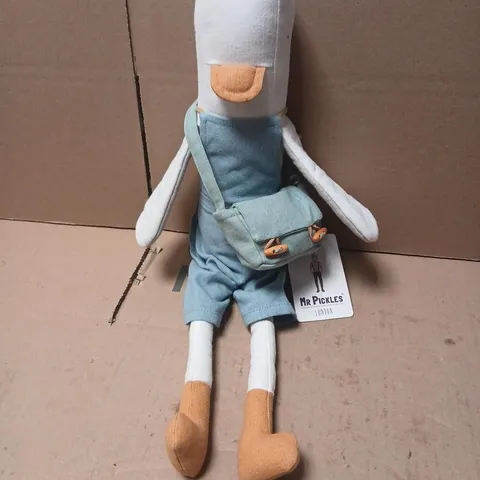 MR PICKLES LONDON PLUSH BUNNY IN BLUE OVERALLS WITH SATCHEL