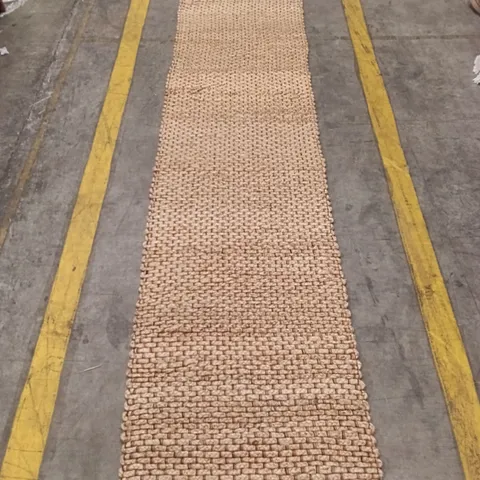 NATURAL FIBRE RUNNER RUG – BEIGE, WOVEN TEXTURE 298 CM X 68 CM