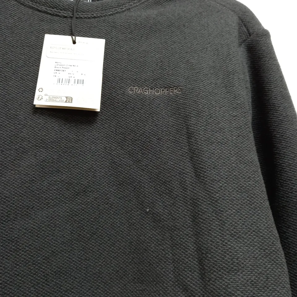 CRAGHOPPERS MENS LANGDON CREW NECK BLACK PEPPER SWEATER - UK MEDIUM