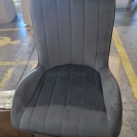 BOXED SET OF TWO MYRA MID CENTURY GREY VELVET MODERN DINING CHAIRS