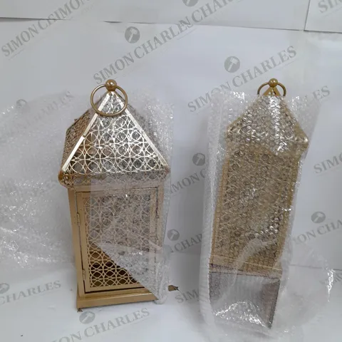 ALISON AT HOME SET OF 2 FRETWORK METAL LANTERNS