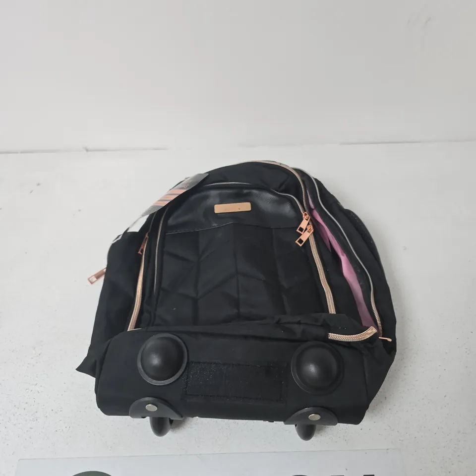 TROLLEY CABIN BAG – BLACK WITH ROSE GOLD ACCENTS, 40 X 25 X 20 CM