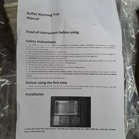 BOXED BUFFET WARMING TRAY