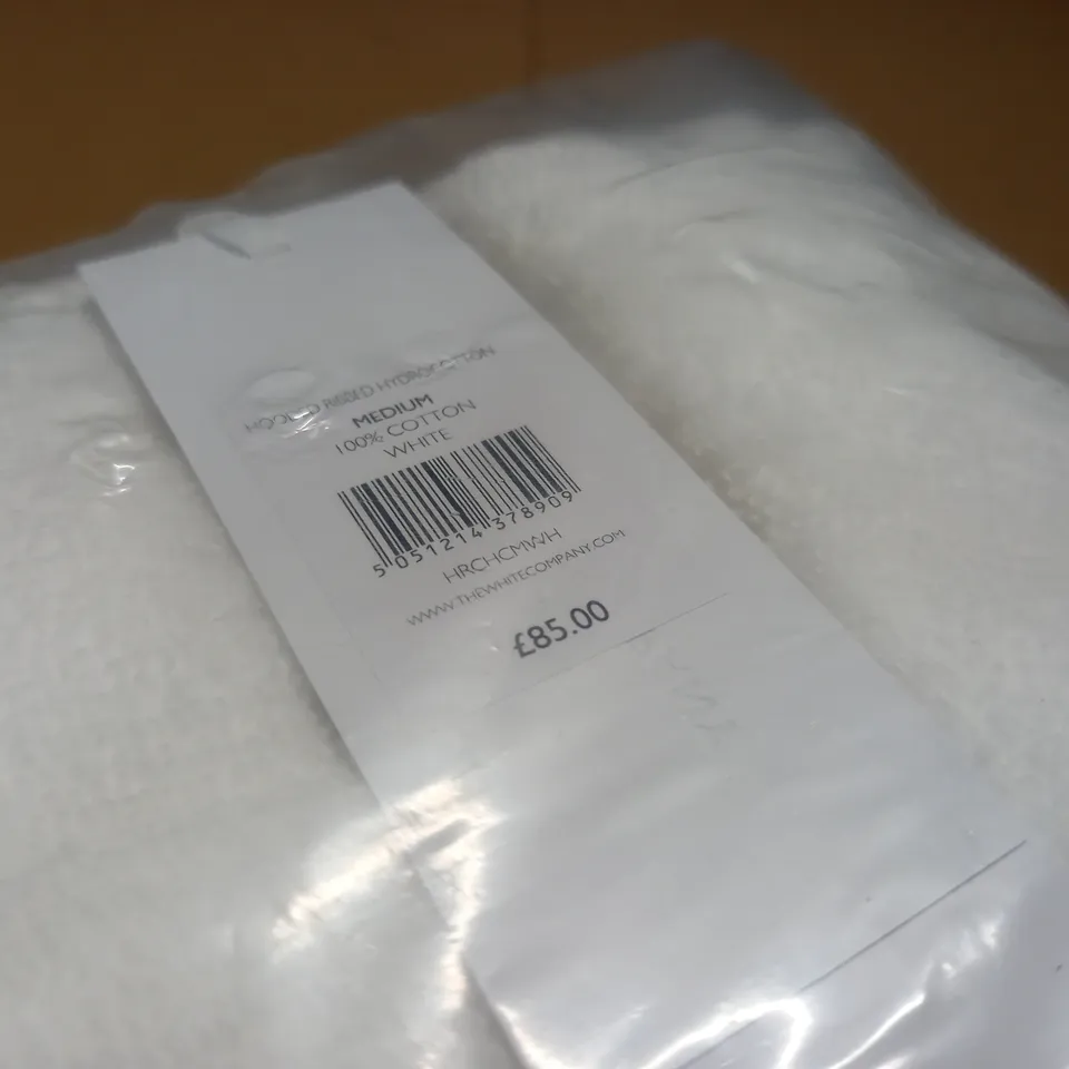 BAGGED WHITE COMPANY HOODED RIBBED HYDROCOTTON ROBE - MEDIUM RRP £85