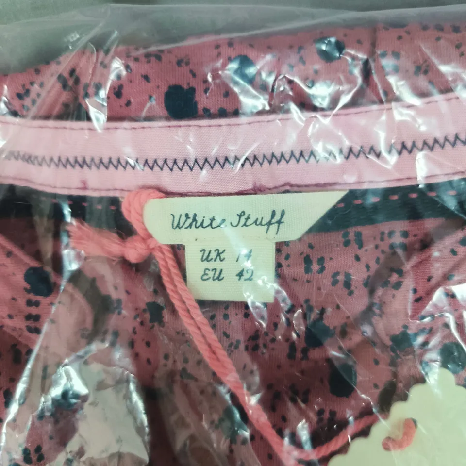 WHITE STUFF WOMEN'S PINK SPLATTER PRINT KNIT TOP – UK 14 (EU 42). BAGGED