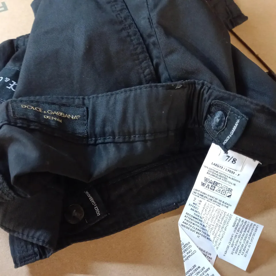 DOLCE & GABBANA BLACK CHINO SHORTS - 7-8 YEARS