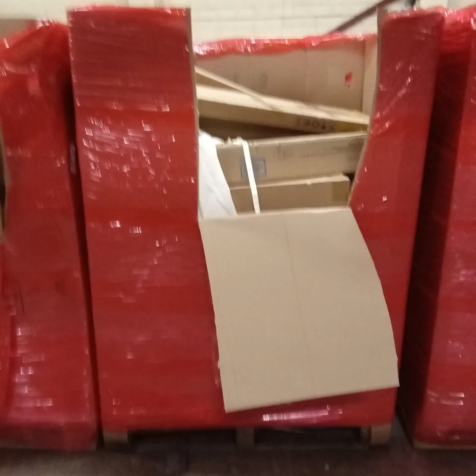 PALLET OF ASSORTED HOUSEHOLD GOODS AND PRODUCTS TO INCLUDE; BOXED FURNITURE, PET BED ETC