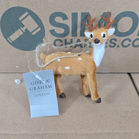 12 X GISELA GRAHAM FAUX FUR REINDEER TREE DECORATIONS 